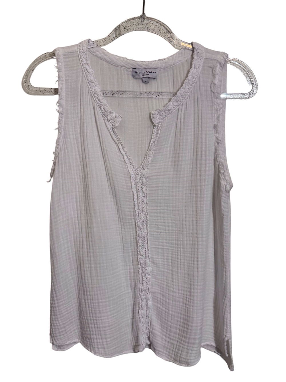 Michael Stars Size Small White Gauze Tank Top Cotton Boho Western Sleeveless
